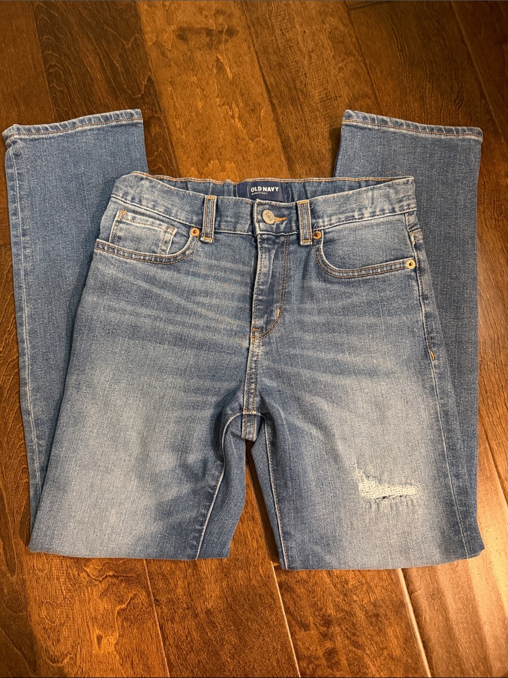 Boys Old Navy Slim Jeans in Faded Distressed Blue Wash